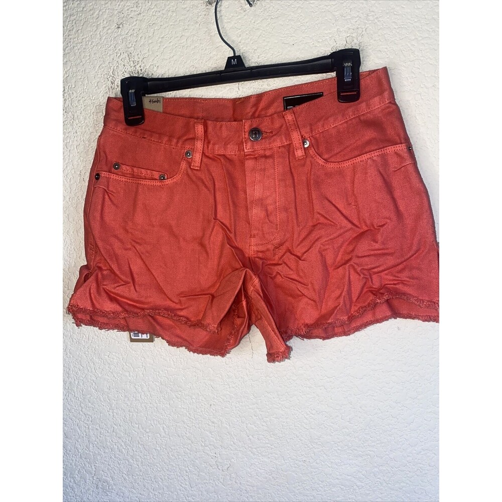 new KSUBI Cut Off Shorts jing button fly Coral Low Rise Raw Hem 25 y2k 90s